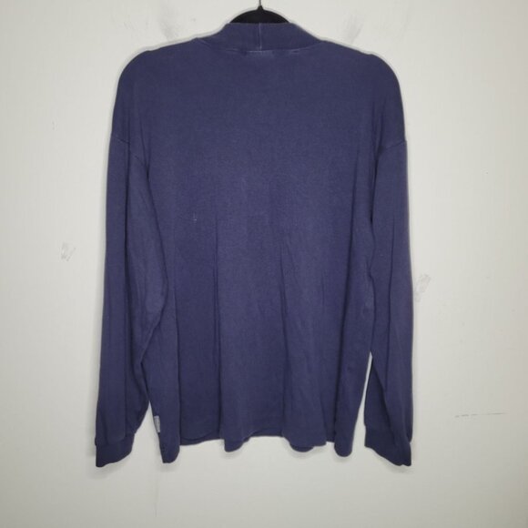 Woolrich Mens size Large Deep Navy 100% Cotton mock neck long sleeve Pullover - Picture 8 of 9